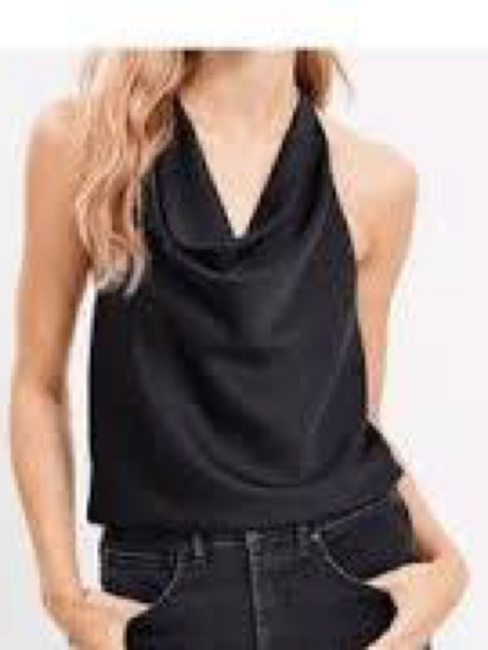House of Harlow 1969 Draped Cowl Front Cropped Tank Top Size 6